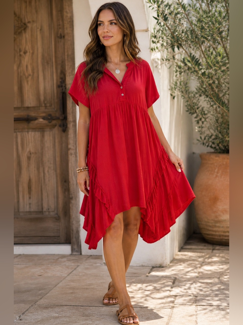 JP and Mattie  for Sundance  Cottagecore Boho Cotton Ruffled Style Dress Size M